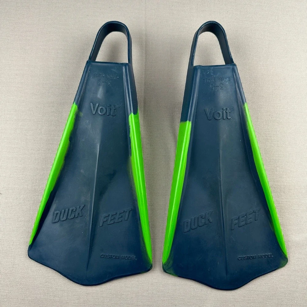 Voit Duck Feet Custom Model Swim Fins Navy Blue Lime Green XS 3-5 Rubber